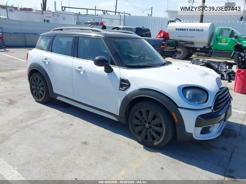 2018 Mini Countryman Cooper VIN: WMZYS7C39J3E07443 Lot: 45502935