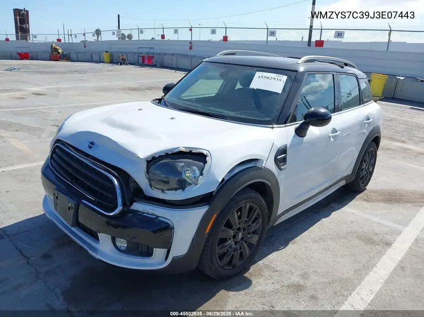 2018 Mini Countryman Cooper VIN: WMZYS7C39J3E07443 Lot: 45502935