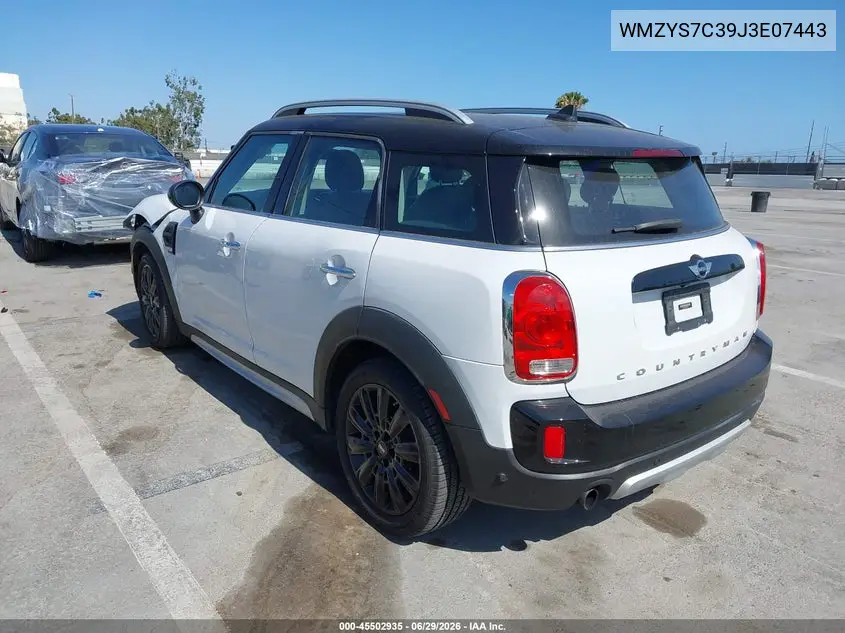 2018 Mini Countryman Cooper VIN: WMZYS7C39J3E07443 Lot: 45502935