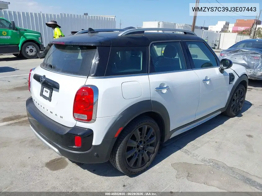 2018 Mini Countryman Cooper VIN: WMZYS7C39J3E07443 Lot: 45502935