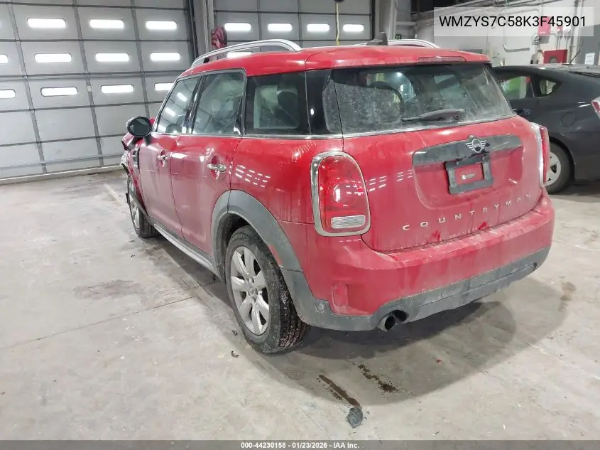 2019 Mini Countryman Cooper VIN: WMZYS7C58K3F45901 Lot: 44230158