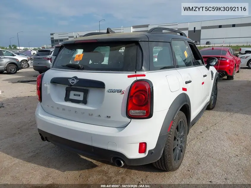 2019 Mini Countryman Cooper S VIN: WMZYT5C59K3G92116 Lot: 44749387