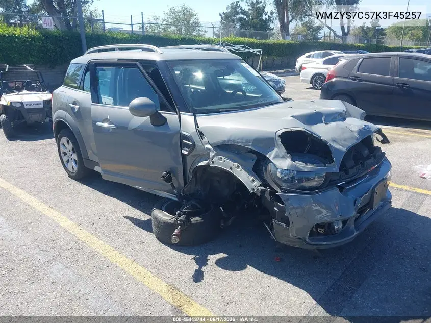 2019 Mini Countryman Cooper VIN: WMZYS7C57K3F45257 Lot: 45413744
