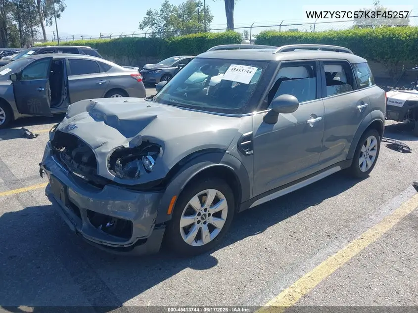 2019 Mini Countryman Cooper VIN: WMZYS7C57K3F45257 Lot: 45413744