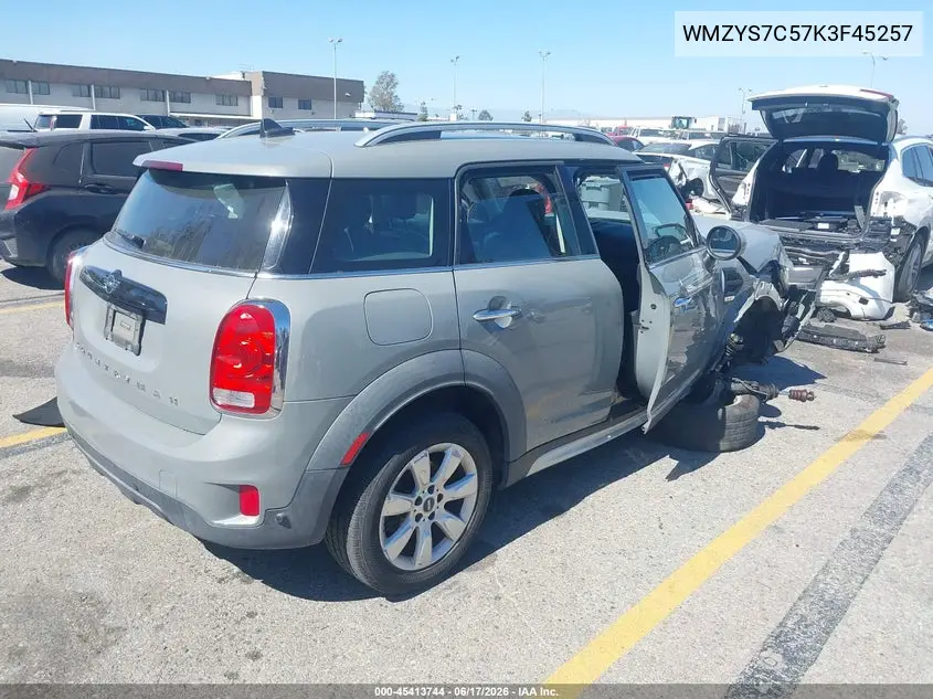 2019 Mini Countryman Cooper VIN: WMZYS7C57K3F45257 Lot: 45413744