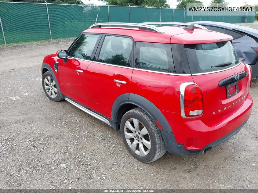 2019 Mini Countryman Cooper VIN: WMZYS7C5XK3F45561 Lot: 45424453