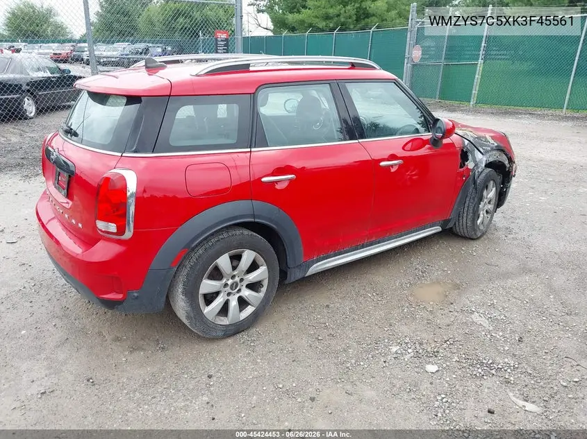 2019 Mini Countryman Cooper VIN: WMZYS7C5XK3F45561 Lot: 45424453