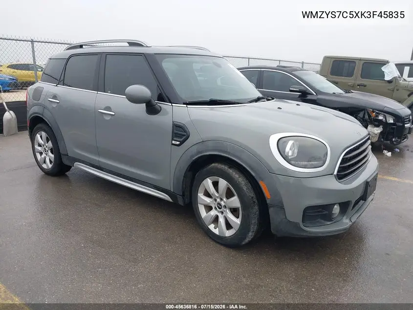 2019 Mini Countryman Cooper VIN: WMZYS7C5XK3F45835 Lot: 45636816