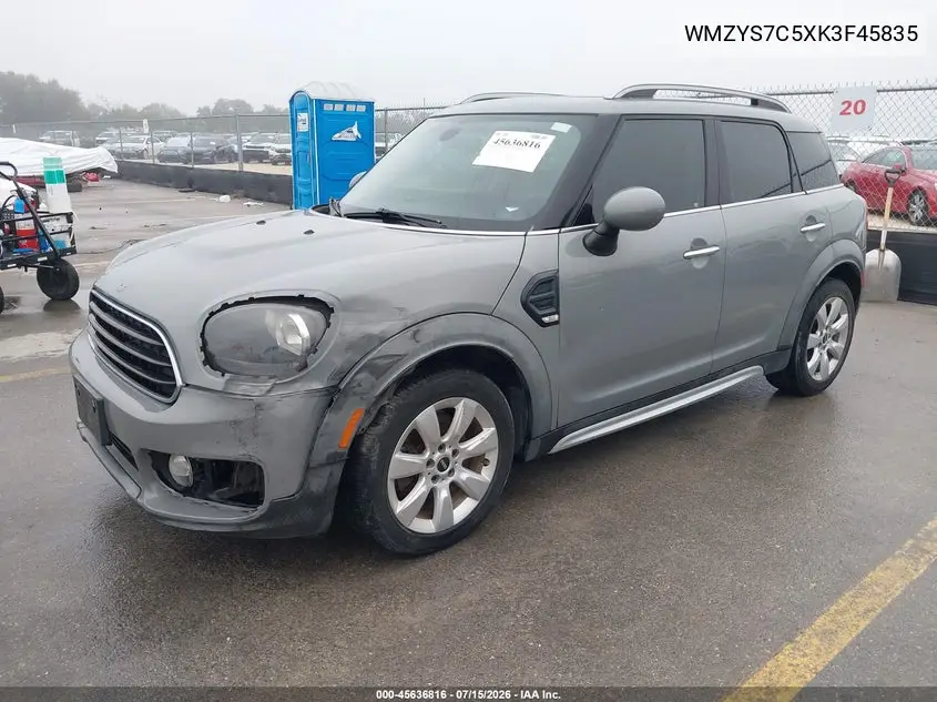 2019 Mini Countryman Cooper VIN: WMZYS7C5XK3F45835 Lot: 45636816