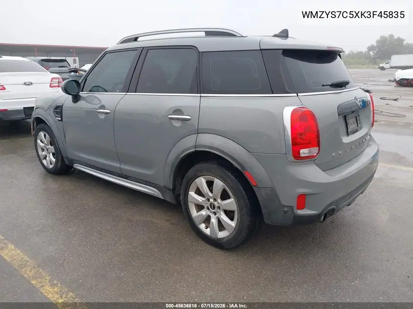 2019 Mini Countryman Cooper VIN: WMZYS7C5XK3F45835 Lot: 45636816