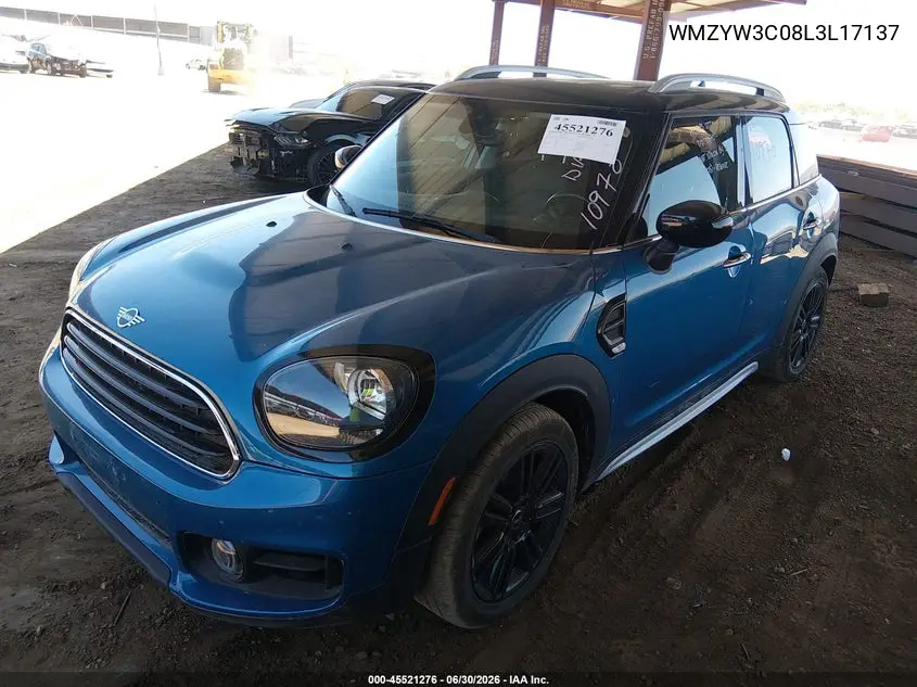 2020 Mini Countryman Cooper VIN: WMZYW3C08L3L17137 Lot: 45521276
