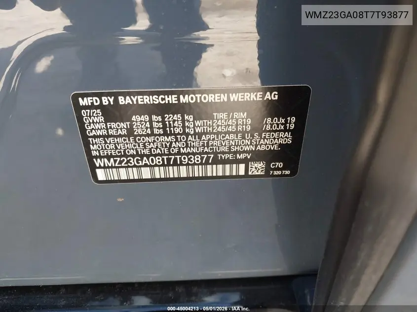 2026 Mini Countryman Cooper S VIN: WMZ23GA08T7T93877 Lot: 45004213