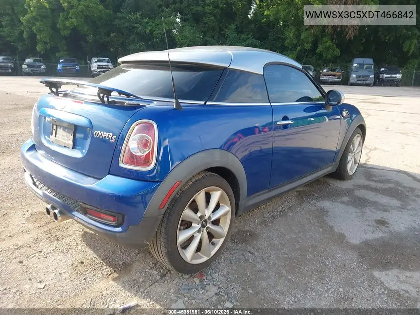 2013 Mini Coupe Cooper S VIN: WMWSX3C5XDT466842 Lot: 45351981