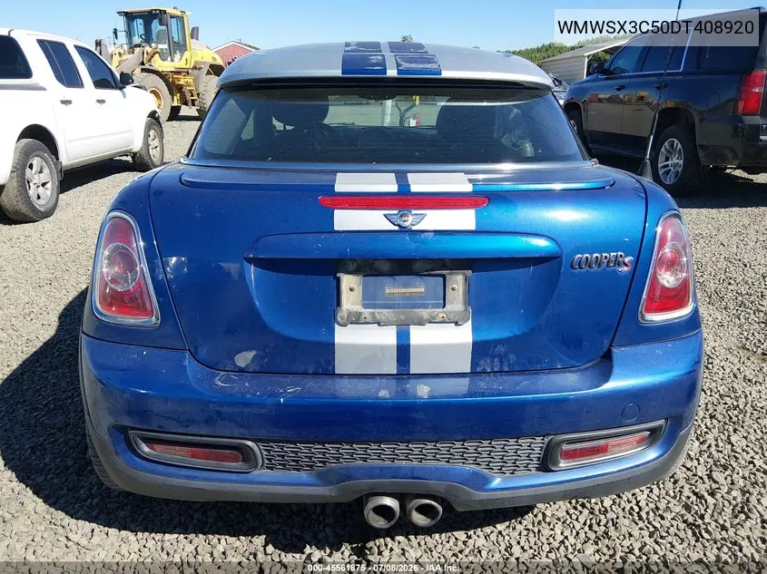 2013 Mini Coupe Cooper S VIN: WMWSX3C50DT408920 Lot: 45561875