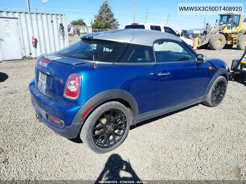 2013 Mini Coupe Cooper S VIN: WMWSX3C50DT408920 Lot: 45561875