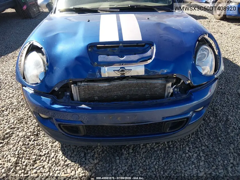2013 Mini Coupe Cooper S VIN: WMWSX3C50DT408920 Lot: 45561875