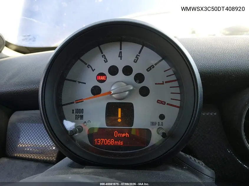 2013 Mini Coupe Cooper S VIN: WMWSX3C50DT408920 Lot: 45561875