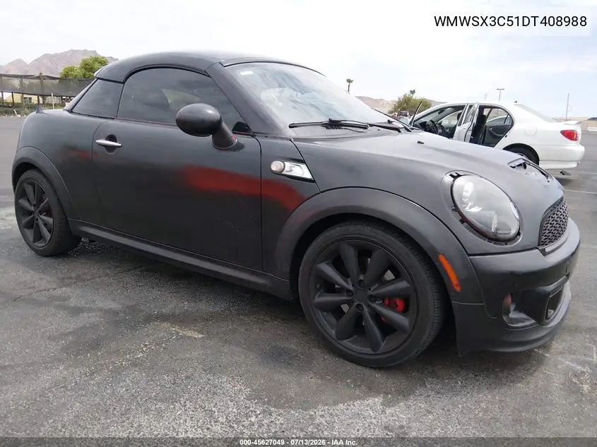 2013 Mini Coupe Cooper S VIN: WMWSX3C51DT408988 Lot: 45627049