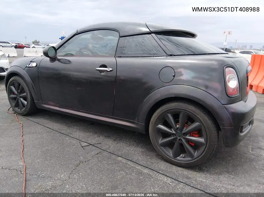 2013 Mini Coupe Cooper S VIN: WMWSX3C51DT408988 Lot: 45627049