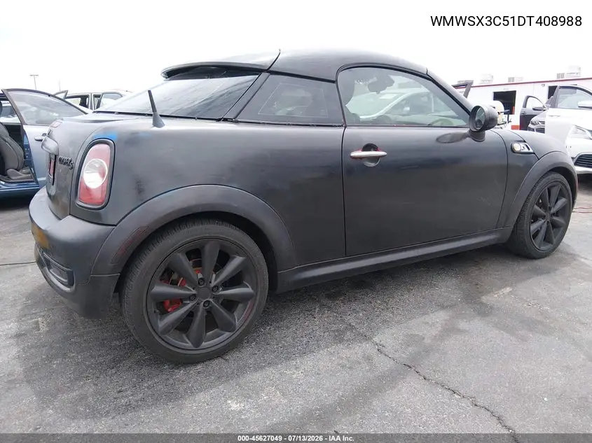 2013 Mini Coupe Cooper S VIN: WMWSX3C51DT408988 Lot: 45627049