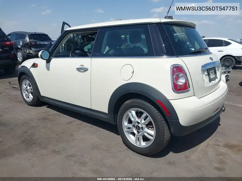 2013 Mini Hardtop Cooper VIN: WMWSU3C56DT547751 Lot: 45150083