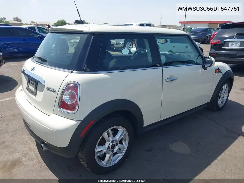 2013 Mini Hardtop Cooper VIN: WMWSU3C56DT547751 Lot: 45150083