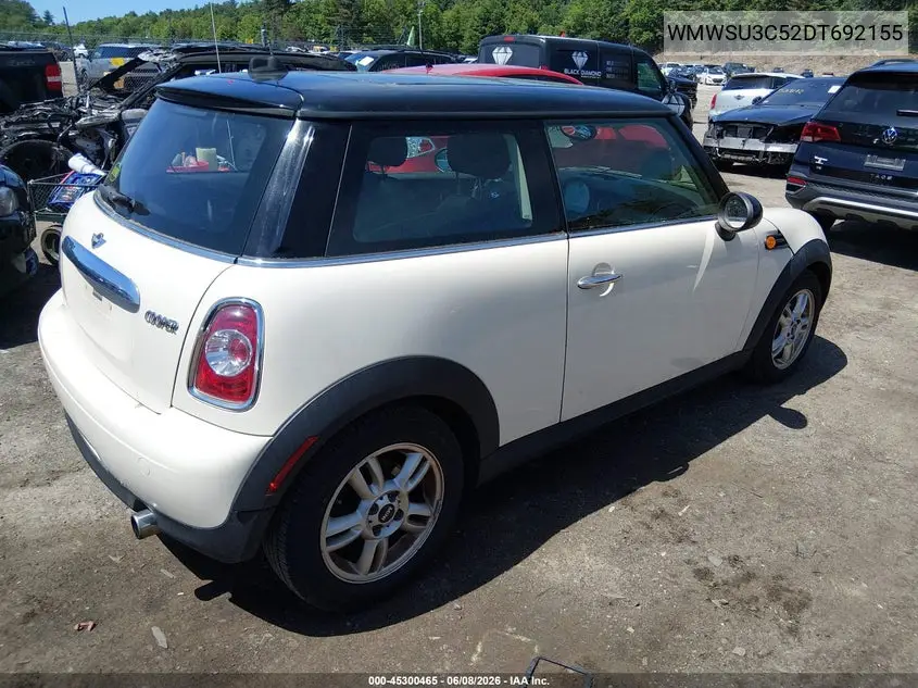 2013 Mini Hardtop Cooper VIN: WMWSU3C52DT692155 Lot: 45300465
