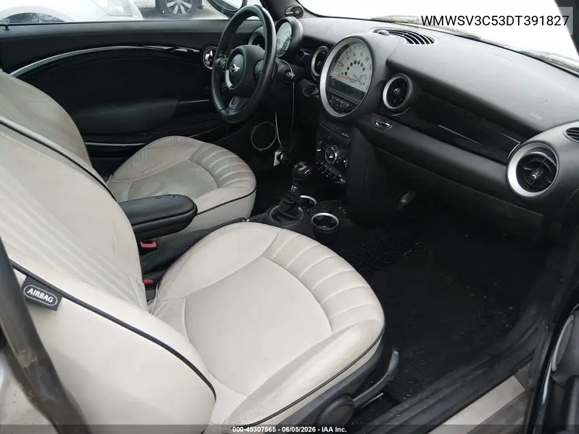 2013 Mini Hardtop Cooper S VIN: WMWSV3C53DT391827 Lot: 45307565