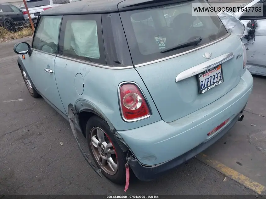 2013 Mini Hardtop Cooper VIN: WMWSU3C59DT547758 Lot: 45493960