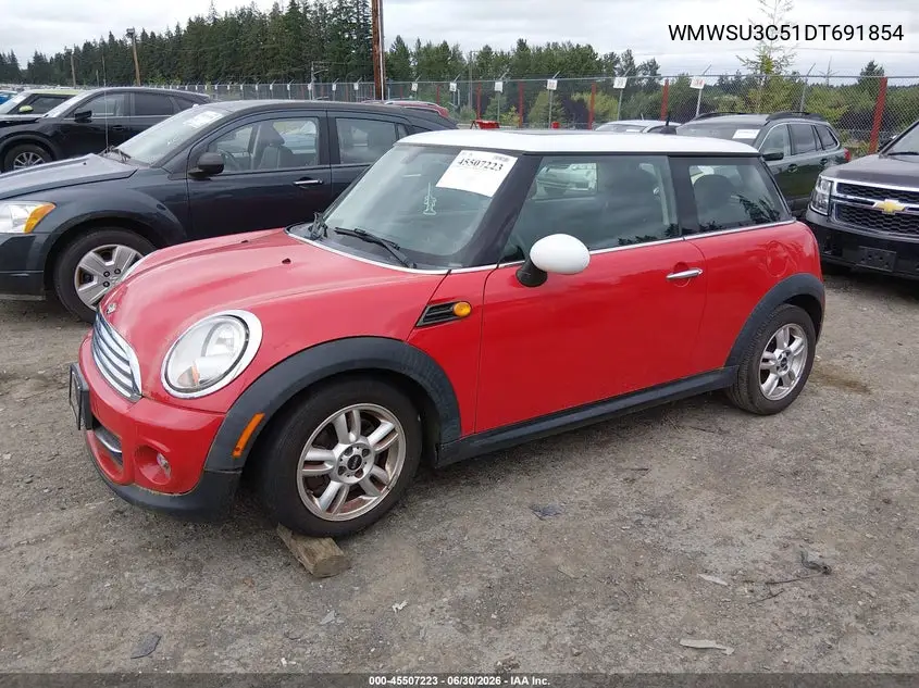 2013 Mini Hardtop Cooper VIN: WMWSU3C51DT691854 Lot: 45507223