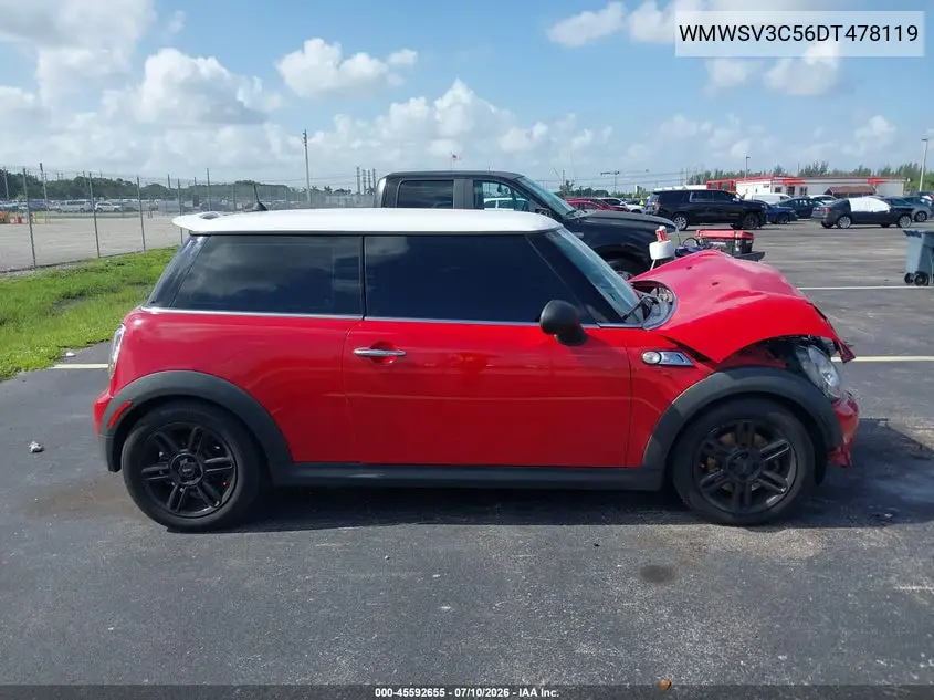 2013 Mini Hardtop Cooper S VIN: WMWSV3C56DT478119 Lot: 45592655