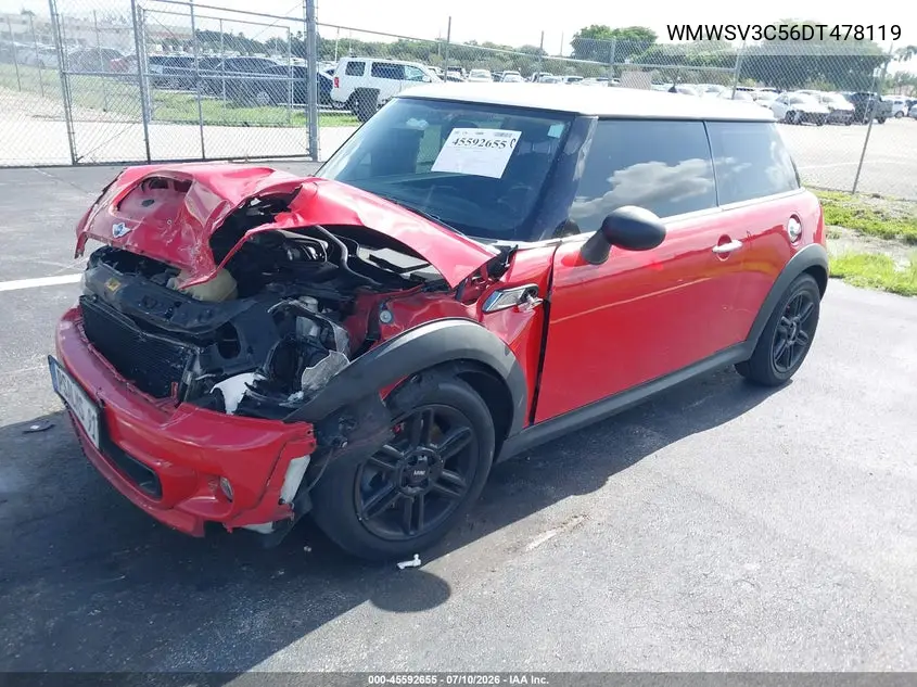 2013 Mini Hardtop Cooper S VIN: WMWSV3C56DT478119 Lot: 45592655