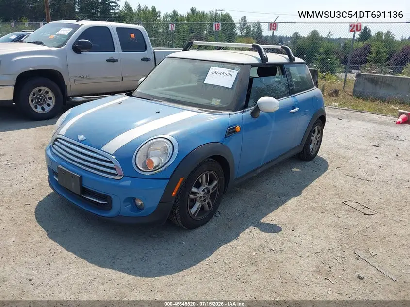 2013 Mini Hardtop Cooper VIN: WMWSU3C54DT691136 Lot: 45645520