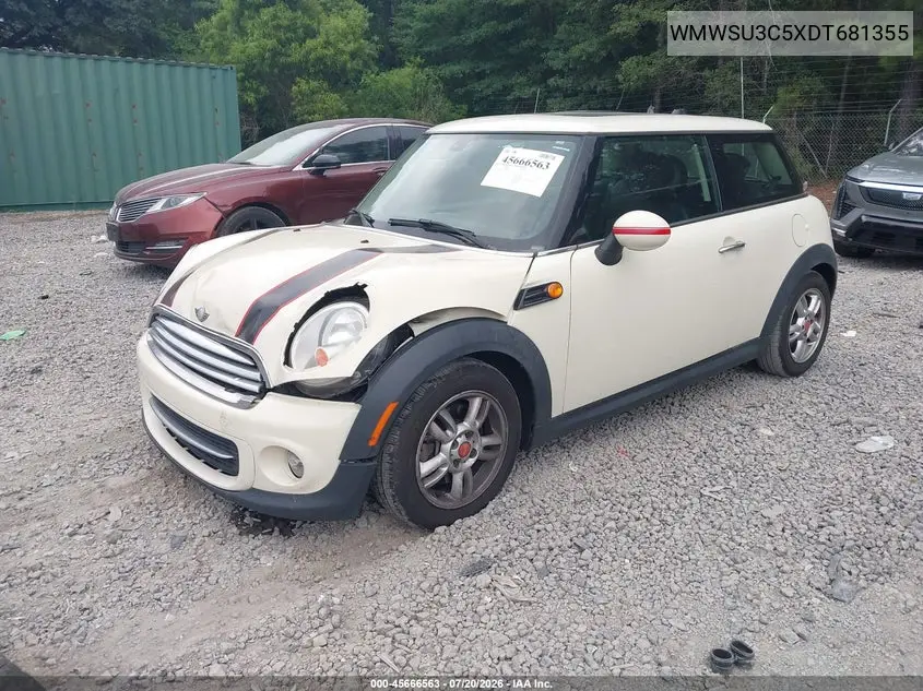 2013 Mini Hardtop Cooper VIN: WMWSU3C5XDT681355 Lot: 45666563