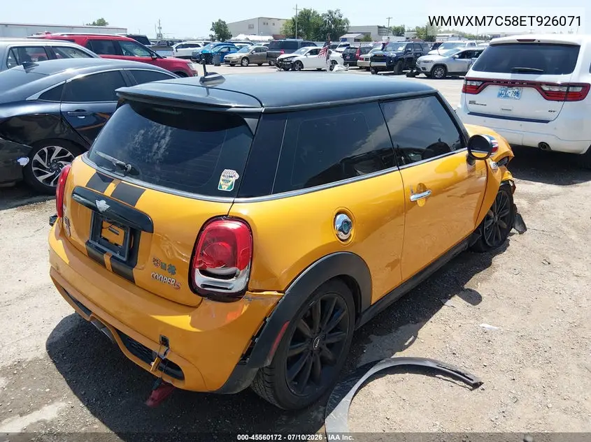 2014 Mini Hardtop Cooper S VIN: WMWXM7C58ET926071 Lot: 45560172