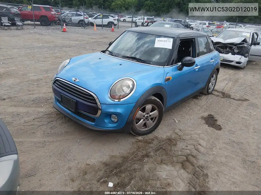 2016 Mini Hardtop Cooper VIN: WMWXU1C53G2D12019 Lot: 45614273