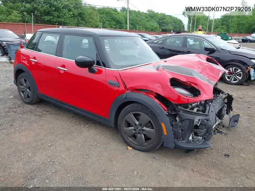2022 Mini Hardtop Cooper VIN: WMW33DK07N2P79205 Lot: 45211951