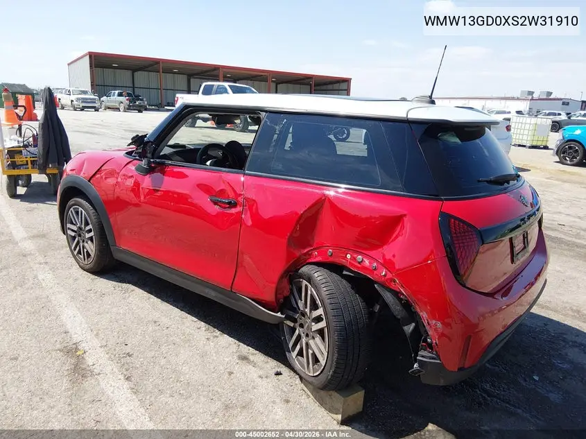 2025 Mini Hardtop Cooper VIN: WMW13GD0XS2W31910 Lot: 45002652