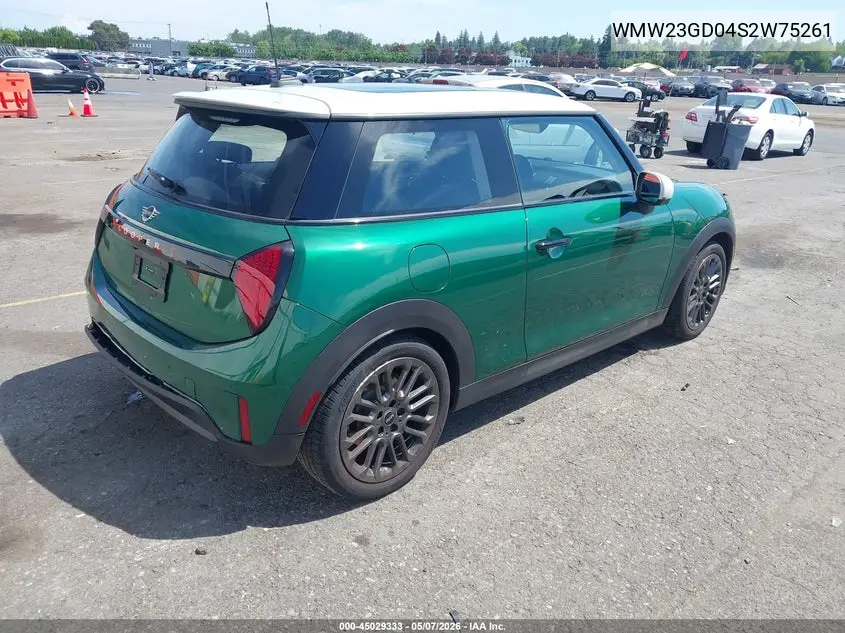 2025 Mini Hardtop Cooper S VIN: WMW23GD04S2W75261 Lot: 45029333