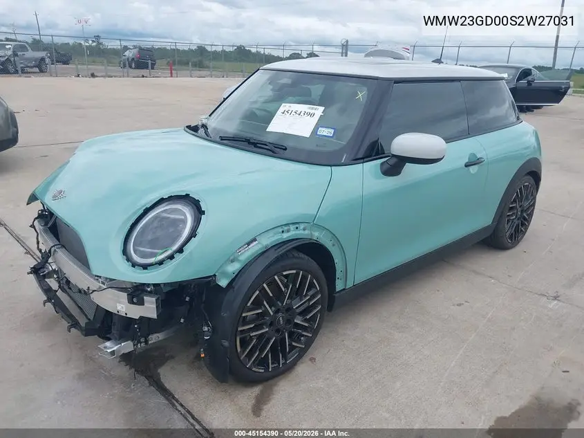 2025 Mini Hardtop Cooper S VIN: WMW23GD00S2W27031 Lot: 45154390