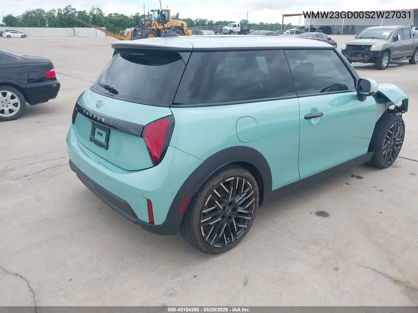 2025 Mini Hardtop Cooper S VIN: WMW23GD00S2W27031 Lot: 45154390
