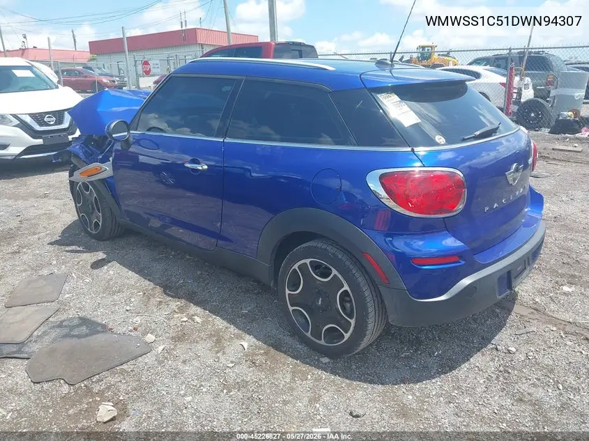2013 Mini Paceman Cooper VIN: WMWSS1C51DWN94307 Lot: 45226827