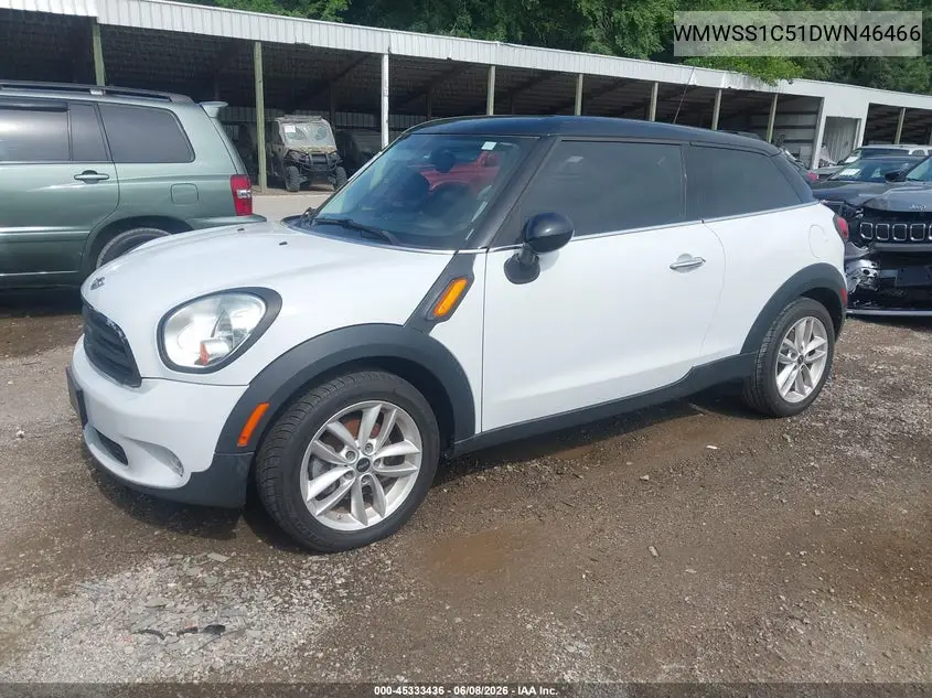 2013 Mini Paceman Cooper VIN: WMWSS1C51DWN46466 Lot: 45333436