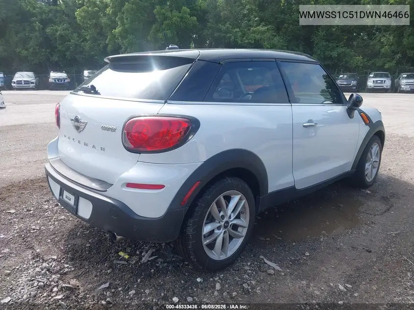 2013 Mini Paceman Cooper VIN: WMWSS1C51DWN46466 Lot: 45333436