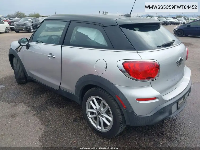 2015 Mini Paceman Cooper S VIN: WMWSS5C59FWT84452 Lot: 44041805