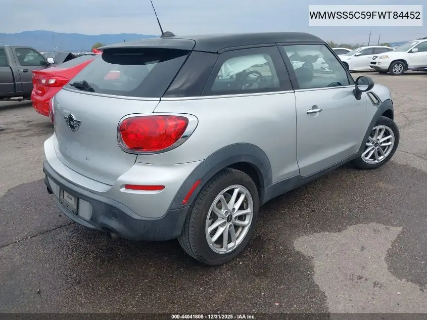 2015 Mini Paceman Cooper S VIN: WMWSS5C59FWT84452 Lot: 44041805