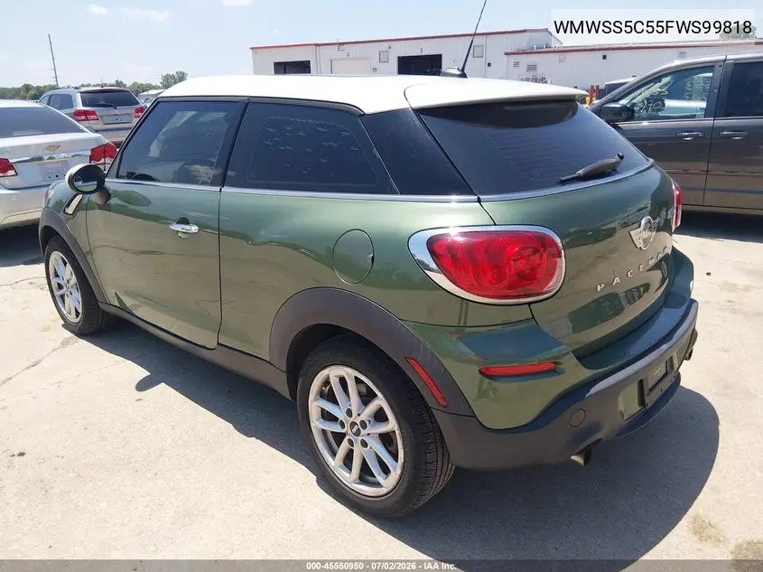 2015 Mini Paceman Cooper S VIN: WMWSS5C55FWS99818 Lot: 45550950