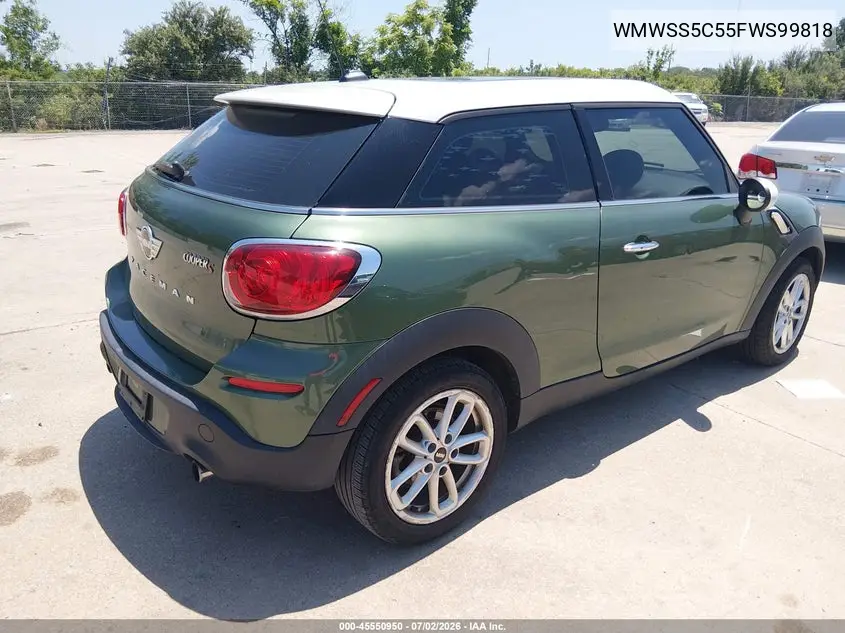 2015 Mini Paceman Cooper S VIN: WMWSS5C55FWS99818 Lot: 45550950