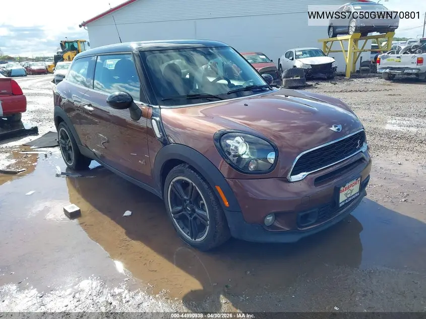 2016 Mini Paceman Cooper S VIN: WMWSS7C50GWN70801 Lot: 44990938