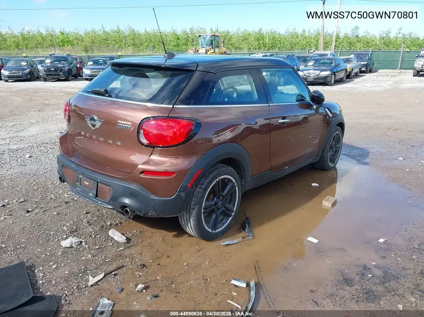2016 Mini Paceman Cooper S VIN: WMWSS7C50GWN70801 Lot: 44990938